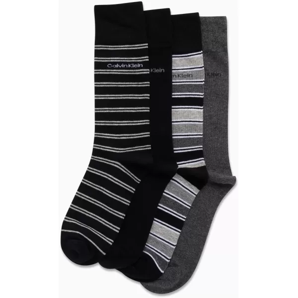 Calvin Klein Mens Dress Socks  Lightweight Cotton Blend Crew Socks 4 PackAssorted Black