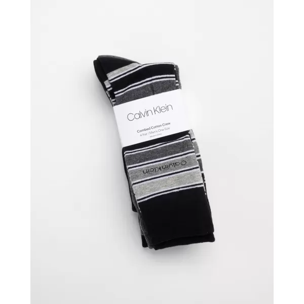 Calvin Klein Mens Dress Socks  Lightweight Cotton Blend Crew Socks 4 PackAssorted Black