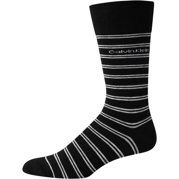 Calvin Klein Mens Dress Socks  Lightweight Cotton Blend Crew Socks 4 PackAssorted Black