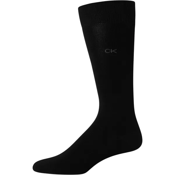 Calvin Klein Mens Dress Socks  Lightweight Cotton Blend Crew Socks 4 PackBlack