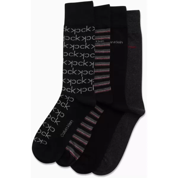 Calvin Klein Mens Dress Socks  Lightweight Cotton Blend Crew Socks 4 PackBlack Multi