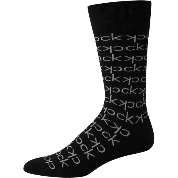 Calvin Klein Mens Dress Socks  Lightweight Cotton Blend Crew Socks 4 PackBlack Multi