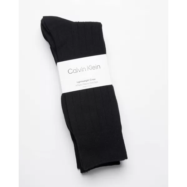 Calvin Klein Mens Dress Socks  Lightweight Cotton Blend Crew Socks 4 PackBlack Texture