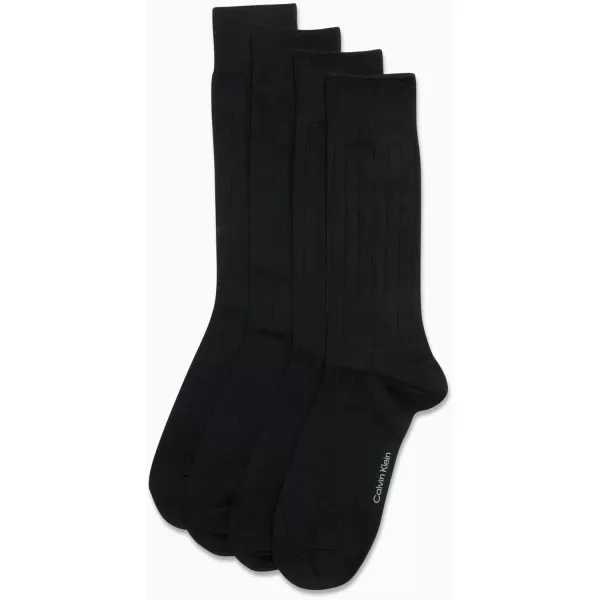 Calvin Klein Mens Dress Socks  Lightweight Cotton Blend Crew Socks 4 PackBlack Texture