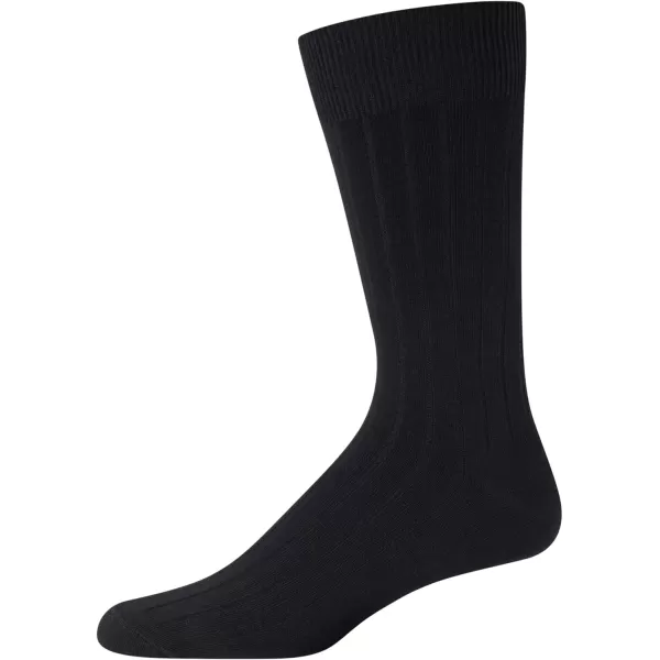 Calvin Klein Mens Dress Socks  Lightweight Cotton Blend Crew Socks 4 PackBlack Texture