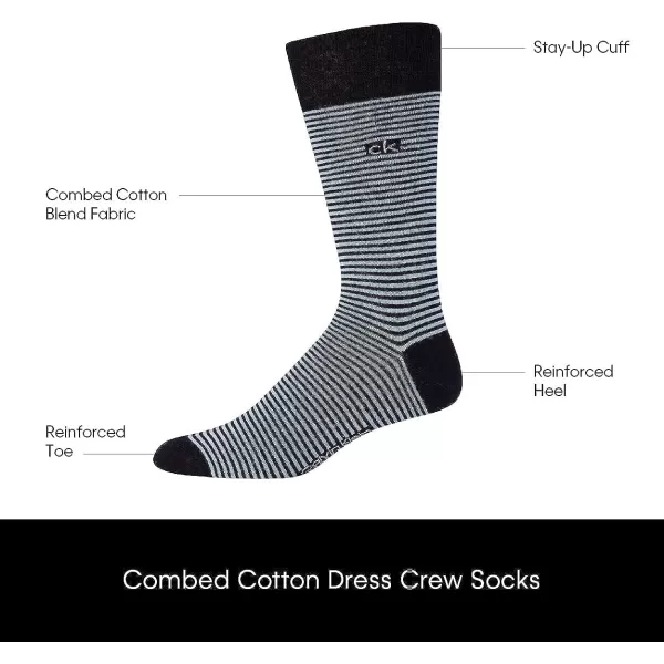 Calvin Klein Mens Dress Socks  Lightweight Cotton Blend Crew Socks 4 PackBlackGrey Multi