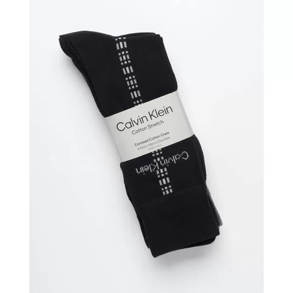 Calvin Klein Mens Dress Socks  Lightweight Cotton Blend Crew Socks 4 PackBlackGrey Multi
