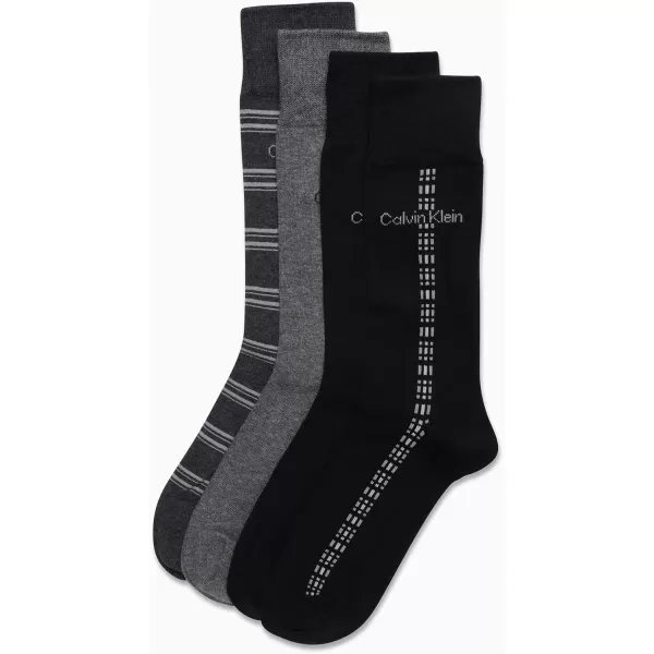 Calvin Klein Mens Dress Socks  Lightweight Cotton Blend Crew Socks 4 PackBlackGrey Multi