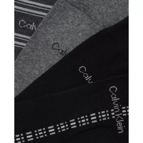 Calvin Klein Mens Dress Socks  Lightweight Cotton Blend Crew Socks 4 PackBlackGrey Multi