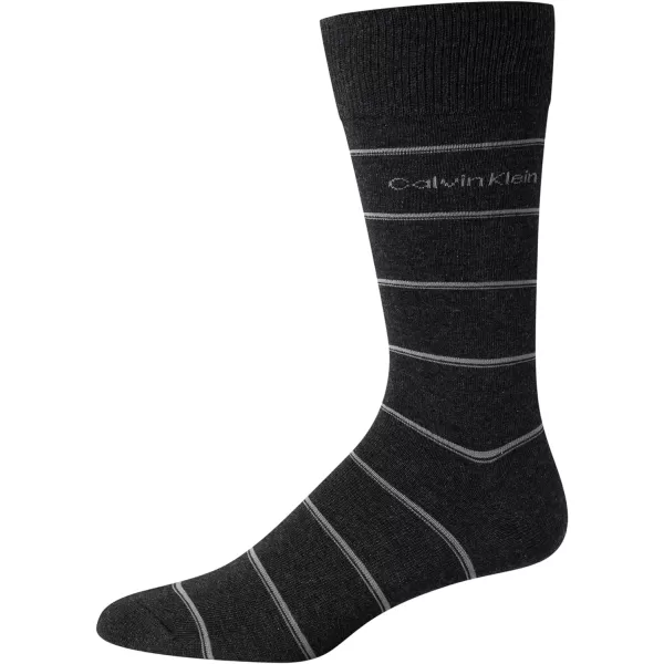 Calvin Klein Mens Dress Socks  Lightweight Cotton Blend Crew Socks 4 PackBlackGrey Multi