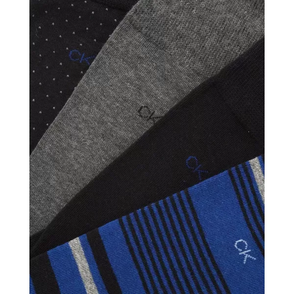 Calvin Klein Mens Dress Socks  Lightweight Cotton Blend Crew Socks 4 PackBlue Stripe Multi