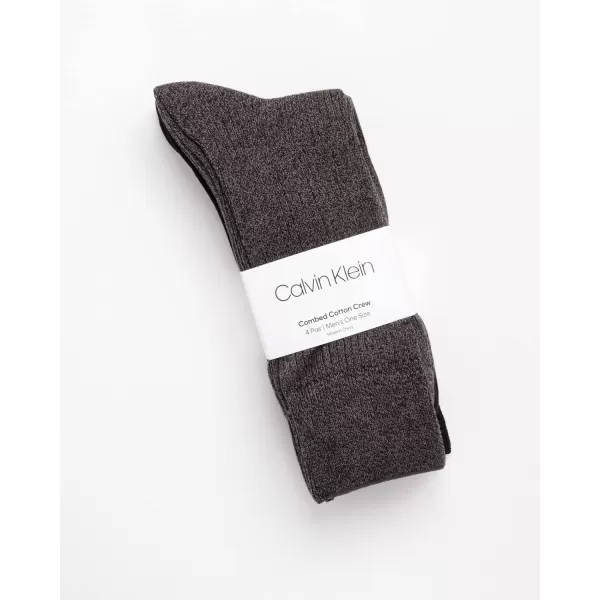 Calvin Klein Mens Dress Socks  Lightweight Cotton Blend Crew Socks 4 PackGrey