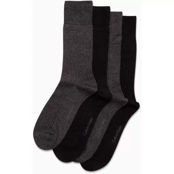 Calvin Klein Mens Dress Socks  Lightweight Cotton Blend Crew Socks 4 PackGrey