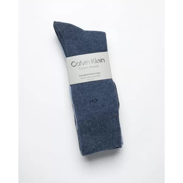 Calvin Klein Mens Dress Socks  Lightweight Cotton Blend Crew Socks 4 PackGrey Assorted