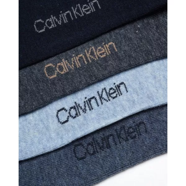 Calvin Klein Mens Dress Socks  Lightweight Cotton Blend Crew Socks 4 PackGrey Assorted