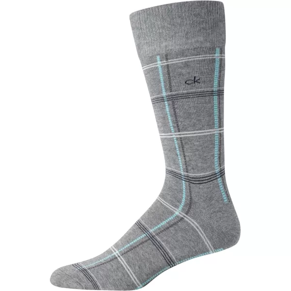 Calvin Klein Mens Dress Socks  Lightweight Cotton Blend Crew Socks 4 PackGrey Plaid