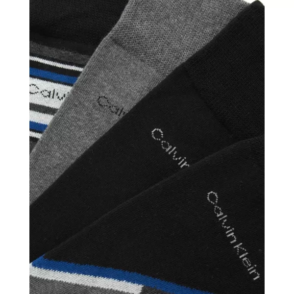 Calvin Klein Mens Dress Socks  Lightweight Cotton Blend Crew Socks 4 PackGreyBlue Multi