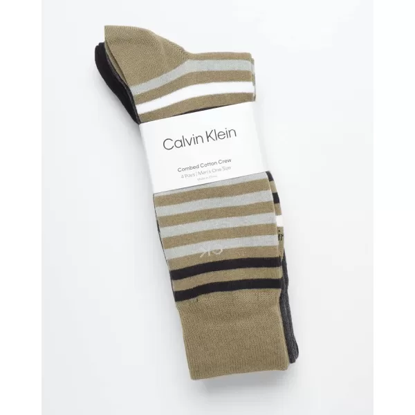 Calvin Klein Mens Dress Socks  Lightweight Cotton Blend Crew Socks 4 PackKalamata