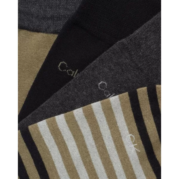 Calvin Klein Mens Dress Socks  Lightweight Cotton Blend Crew Socks 4 PackKalamata