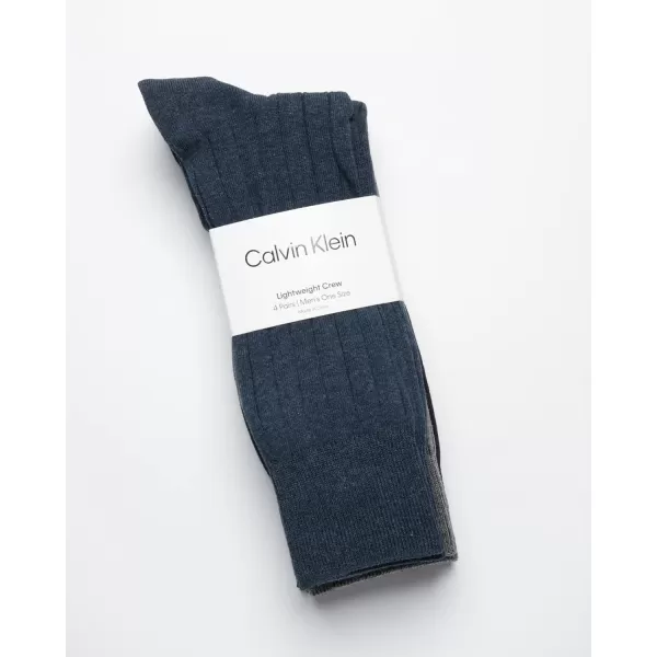 Calvin Klein Mens Dress Socks  Lightweight Cotton Blend Crew Socks 4 PackNavy Texture