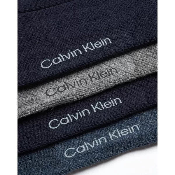 Calvin Klein Mens Dress Socks  Lightweight Cotton Blend Crew Socks 4 PackNavy Texture