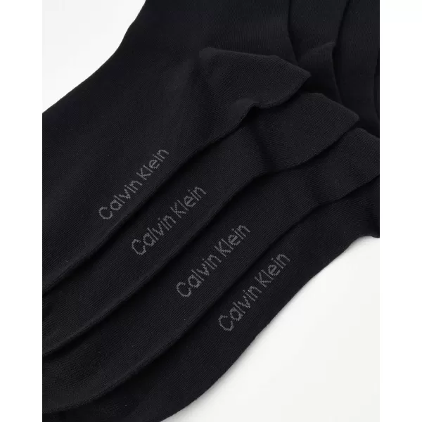 Calvin Klein Mens Dress Socks  Lightweight Cotton Blend Crew Socks 4 PackSolid Black