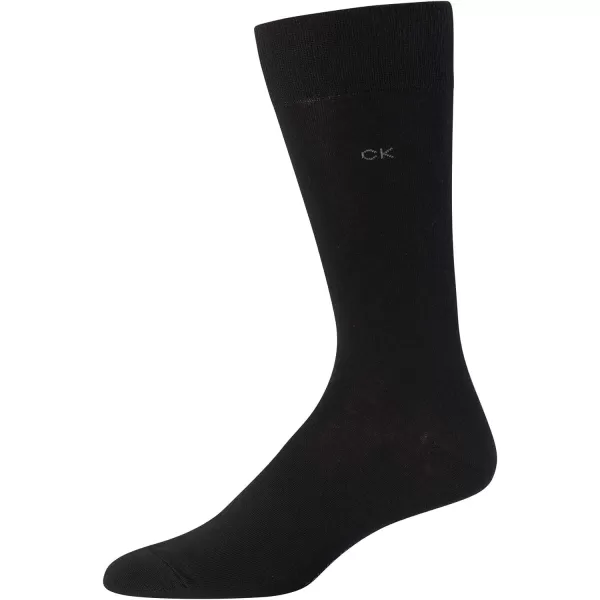Calvin Klein Mens Dress Socks  Lightweight Cotton Blend Crew Socks 4 PackSolid Black