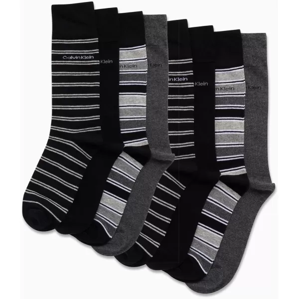 Calvin Klein Mens Dress Socks  Lightweight Cotton Blend Crew Socks 8 PackAssorted Black