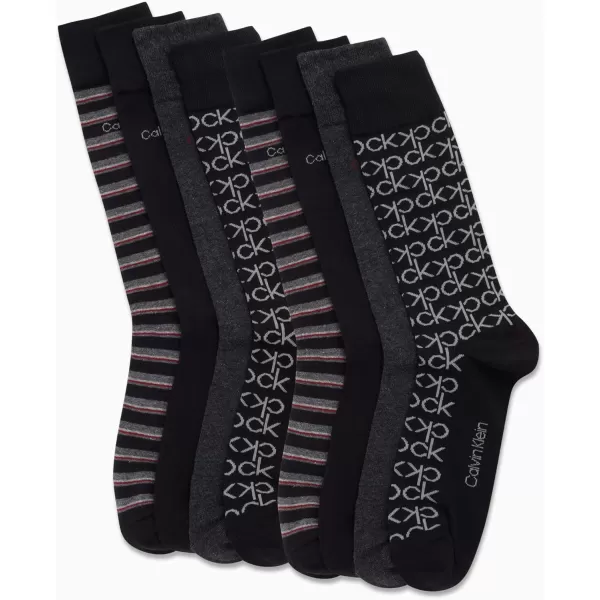 Calvin Klein Mens Dress Socks  Lightweight Cotton Blend Crew Socks 8 PackBlack Multi