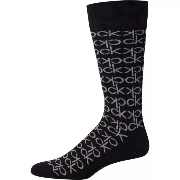 Calvin Klein Mens Dress Socks  Lightweight Cotton Blend Crew Socks 8 PackBlack Multi