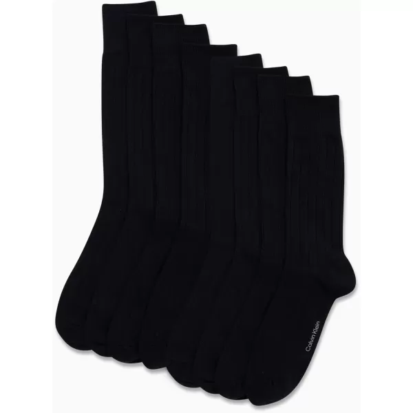 Calvin Klein Mens Dress Socks  Lightweight Cotton Blend Crew Socks 8 PackBlack Texture