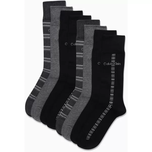 Calvin Klein Mens Dress Socks  Lightweight Cotton Blend Crew Socks 8 PackBlackGrey Multi