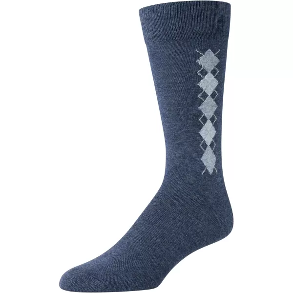 Calvin Klein Mens Dress Socks  Lightweight Cotton Blend Crew Socks 8 PackBlue Argyle