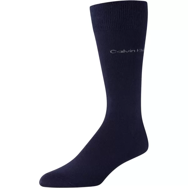 Calvin Klein Mens Dress Socks  Lightweight Cotton Blend Crew Socks 8 PackBlue Pattern