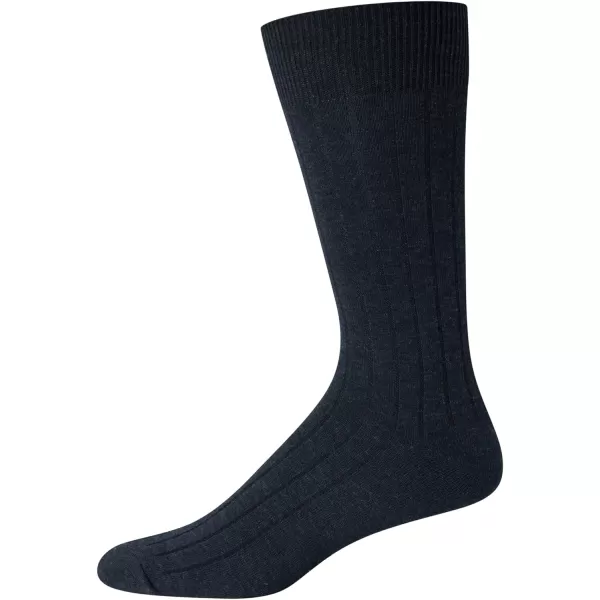 Calvin Klein Mens Dress Socks  Lightweight Cotton Blend Crew Socks 8 PackDark Denim Assorted