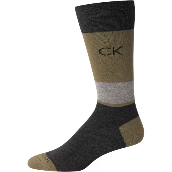 Calvin Klein Mens Dress Socks  Lightweight Cotton Blend Crew Socks 8 PackKalamata