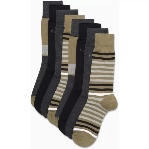 Calvin Klein Mens Dress Socks  Lightweight Cotton Blend Crew Socks 8 PackKalamata