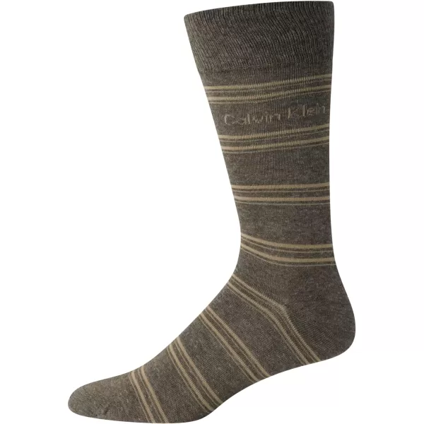 Calvin Klein Mens Dress Socks  Lightweight Cotton Blend Crew Socks 8 PackWheat Assorted