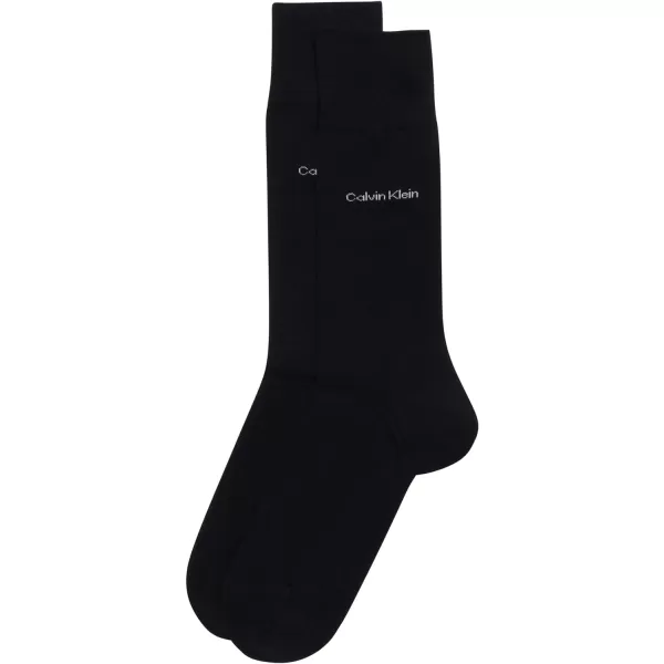 Calvin Klein Mens Dress Socks  Luxury Egyptian Cotton Blend Crew Socks 2 PairAll Black