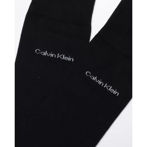 Calvin Klein Mens Dress Socks  Luxury Egyptian Cotton Blend Crew Socks 2 PairAll Black