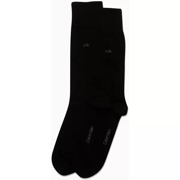 Calvin Klein Mens Dress Socks  Luxury Egyptian Cotton Blend Crew Socks 2 PairBlack