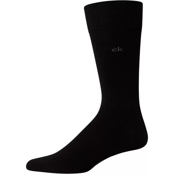 Calvin Klein Mens Dress Socks  Luxury Egyptian Cotton Blend Crew Socks 2 PairBlack