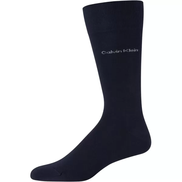 Calvin Klein Mens Dress Socks  Luxury Egyptian Cotton Blend Crew Socks 2 PairNavy