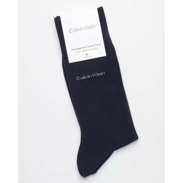 Calvin Klein Mens Dress Socks  Luxury Egyptian Cotton Blend Crew Socks 2 PairNavy