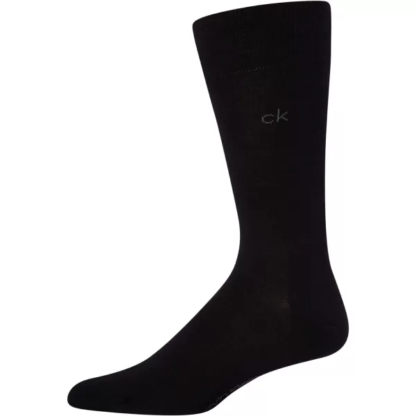 Calvin Klein Mens Dress Socks  NonBinding Cotton Crew Socks 3 PackBlack