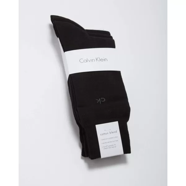 Calvin Klein Mens Dress Socks  NonBinding Cotton Crew Socks 3 PackBlack