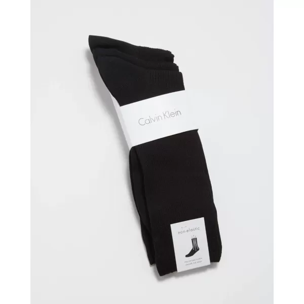 Calvin Klein Mens Dress Socks  NonBinding Cotton Crew Socks 3 PackBlack Textured