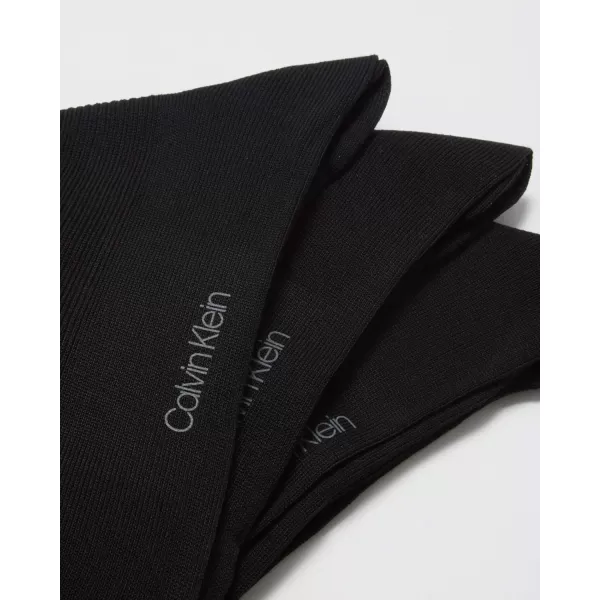 Calvin Klein Mens Dress Socks  NonBinding Cotton Crew Socks 3 PackBlack Textured