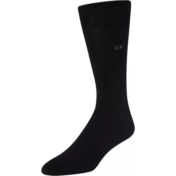 Calvin Klein Mens Dress Socks  NonBinding Cotton Crew Socks 3 PackCharcoal HeatherGraphite HeatherBlack