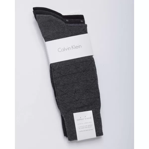 Calvin Klein Mens Dress Socks  NonBinding Cotton Crew Socks 3 PackCharcoal HeatherGraphite HeatherBlack